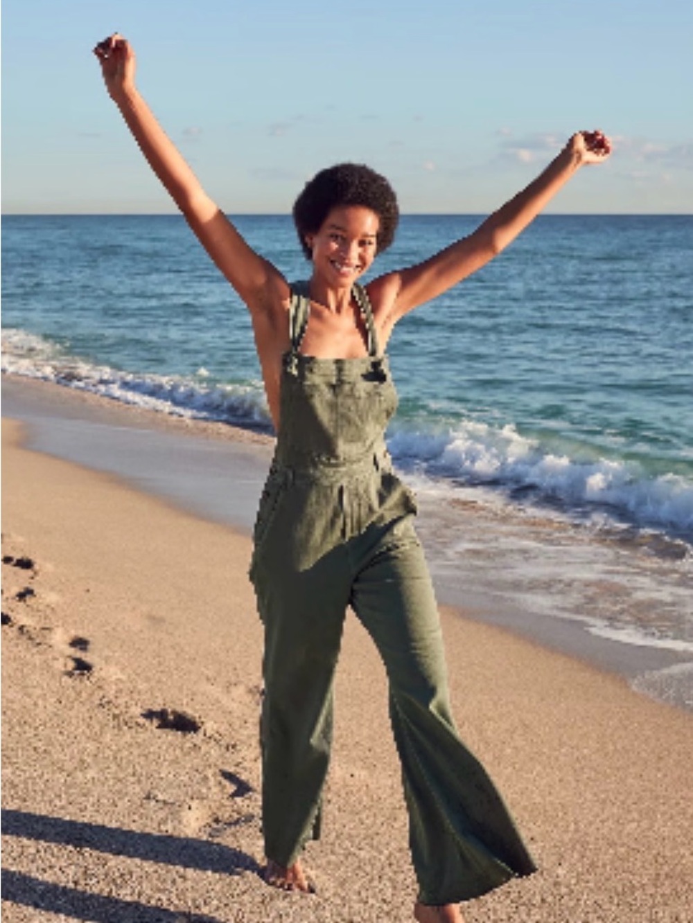aerie Olive Green Wide-Leg Jean Overalls